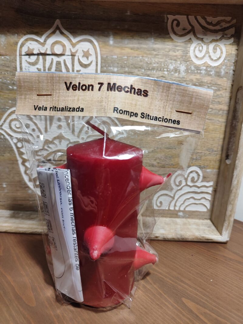 Velón 7 Mechas Rojo