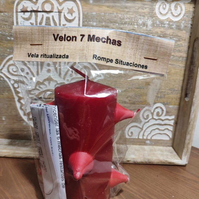Velón 7 Mechas Rojo