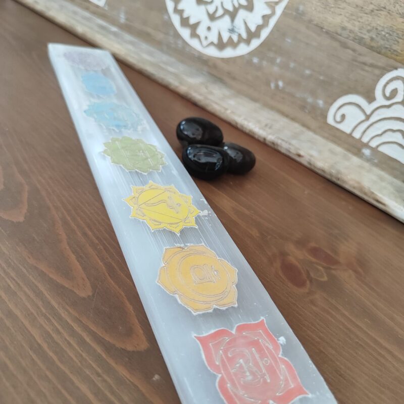 Placa de Selenita 7 Chakras (20 x 5 cm)
