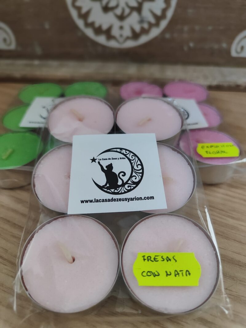 Pack 6 Velas de té Aroma Fresas con Nata