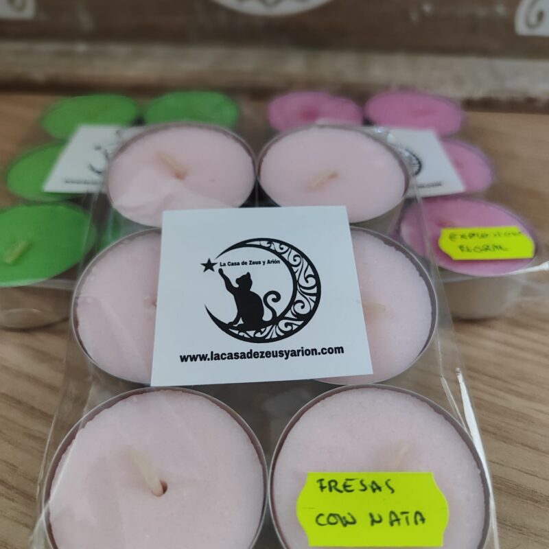Pack 6 Velas de té Aroma Fresas con Nata
