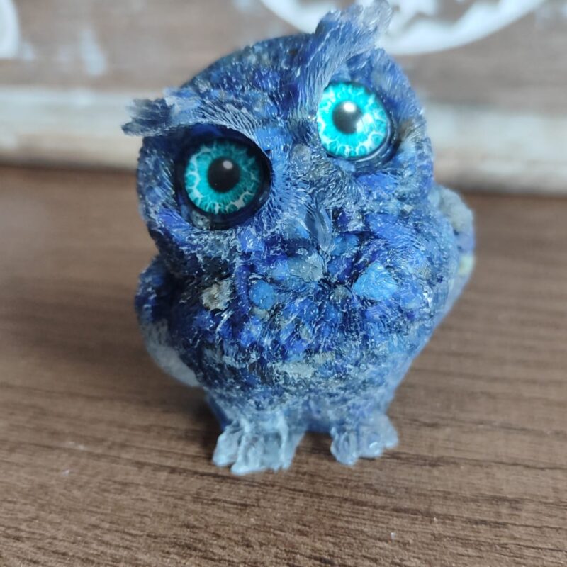 Búho de Orgonita Lapislázuli (6 cm) (Ojos Aleatorios)