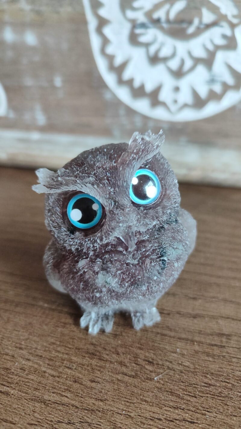 Búho de Orgonita Granate (6 cm) (Ojos Aleatorios)