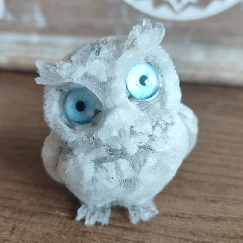 Búho de Orgonita Howlita (6 cm) (Ojos Aleatorios)