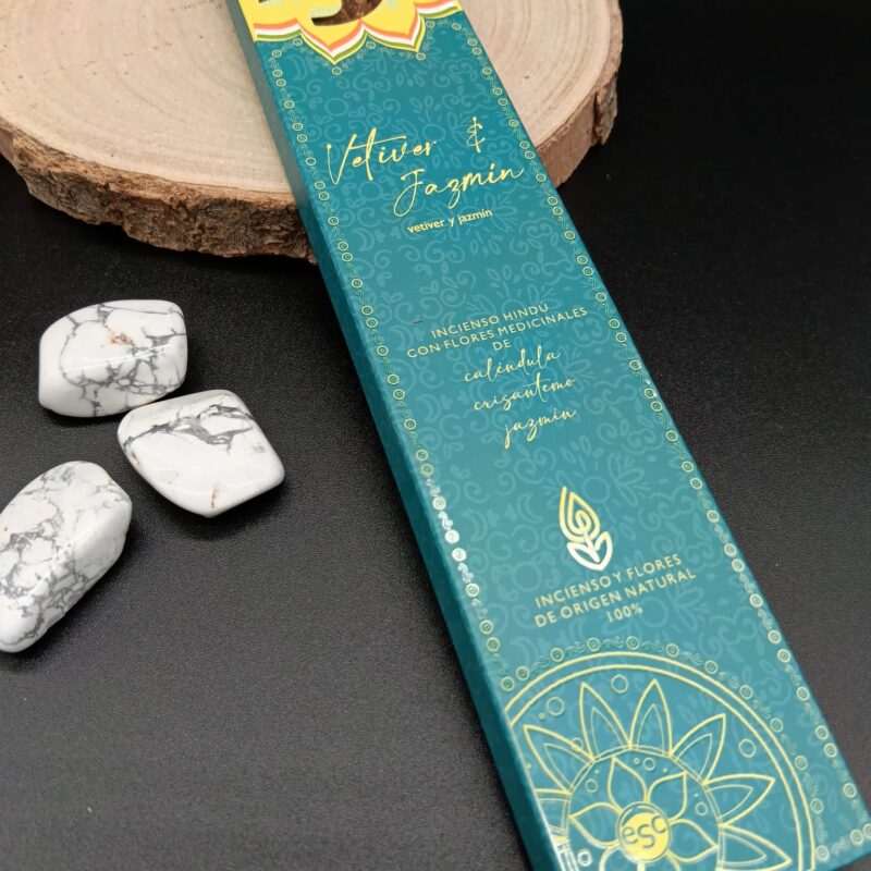 Incienso Hindú con Flores Medicinales "Vetiver & Jazmín"