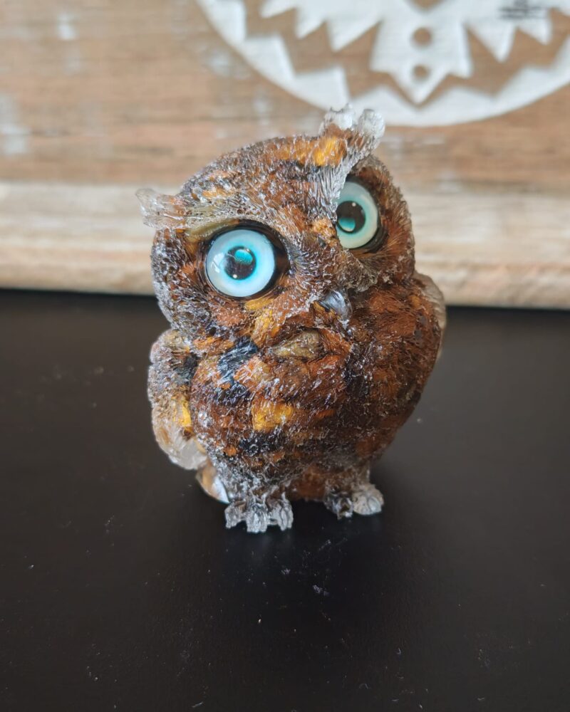 Búho de Orgonita Ojo de Tigre (6 cm) (Ojos Aleatorios)