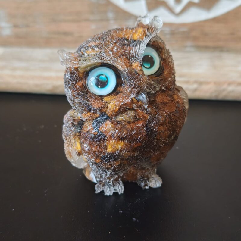 Búho de Orgonita Ojo de Tigre (6 cm) (Ojos Aleatorios)