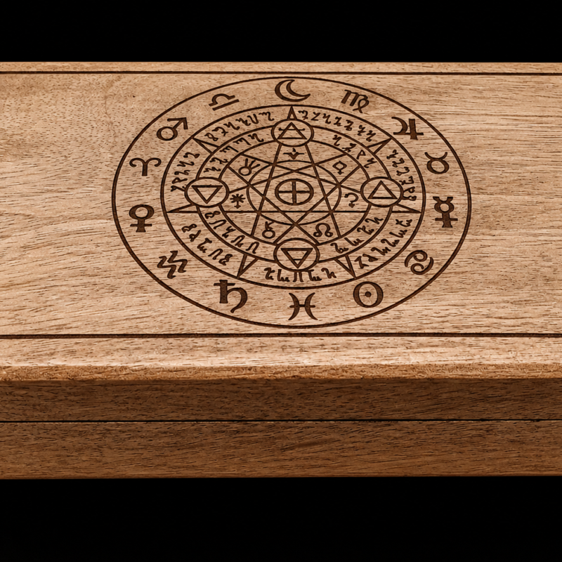 Caja Madera con Sello Alquímico (21 x 13 x 6 cm)