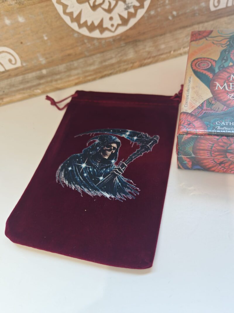 Bolsa de Terciopelo para Guardar Oráculos "Santa Muerte" - Imagen 2