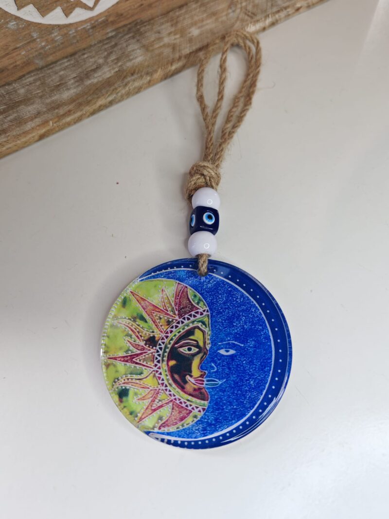 Colgador Ojo Turco Cristal con Sol y Luna