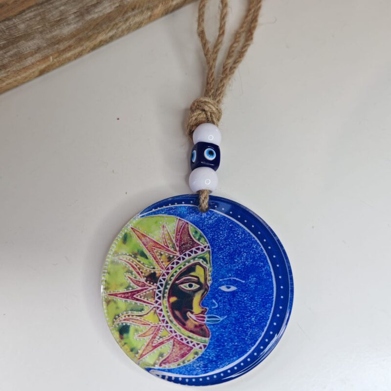 Colgador Ojo Turco Cristal con Sol y Luna