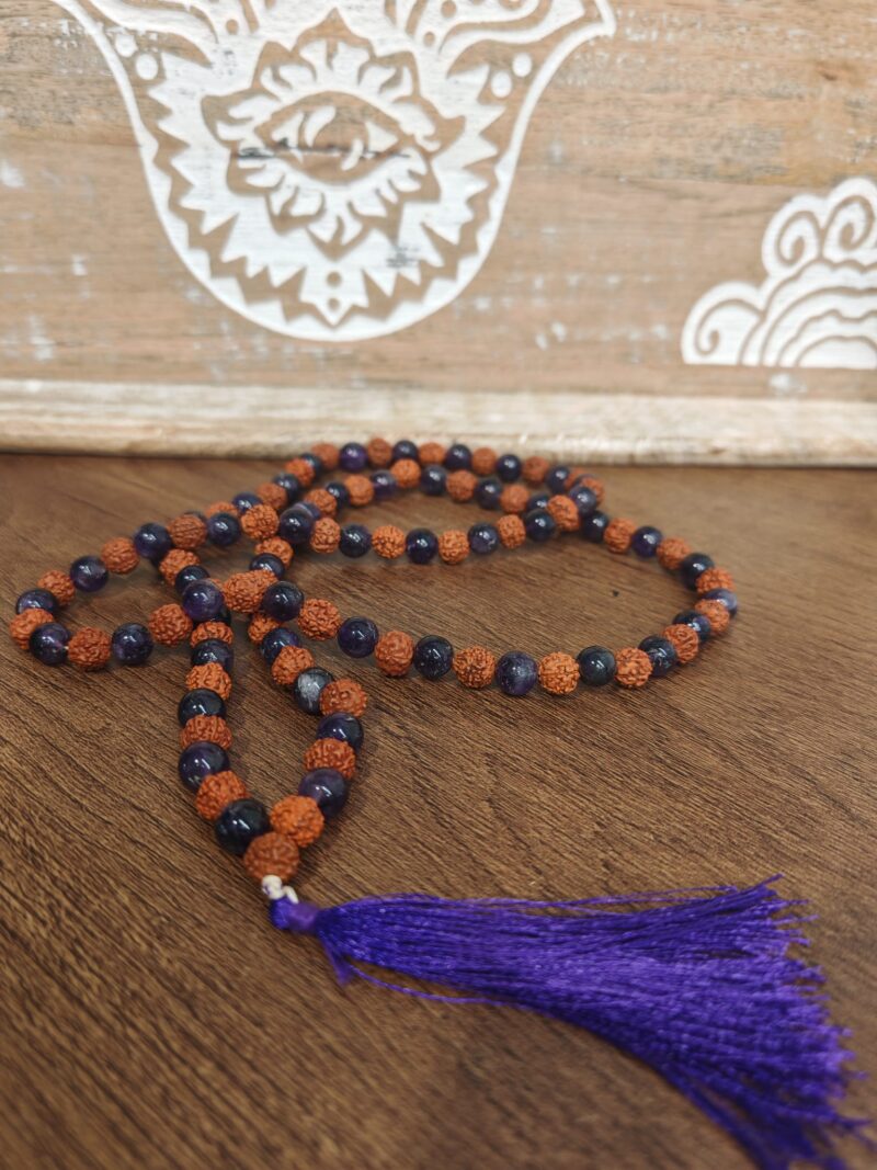 Japa Mala Rudraksha y Amatista