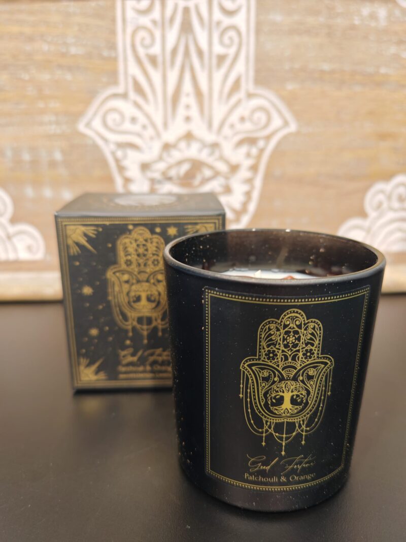 Vela Pachuli - Naranja con Jaspe Rojo Colección Esotérica
