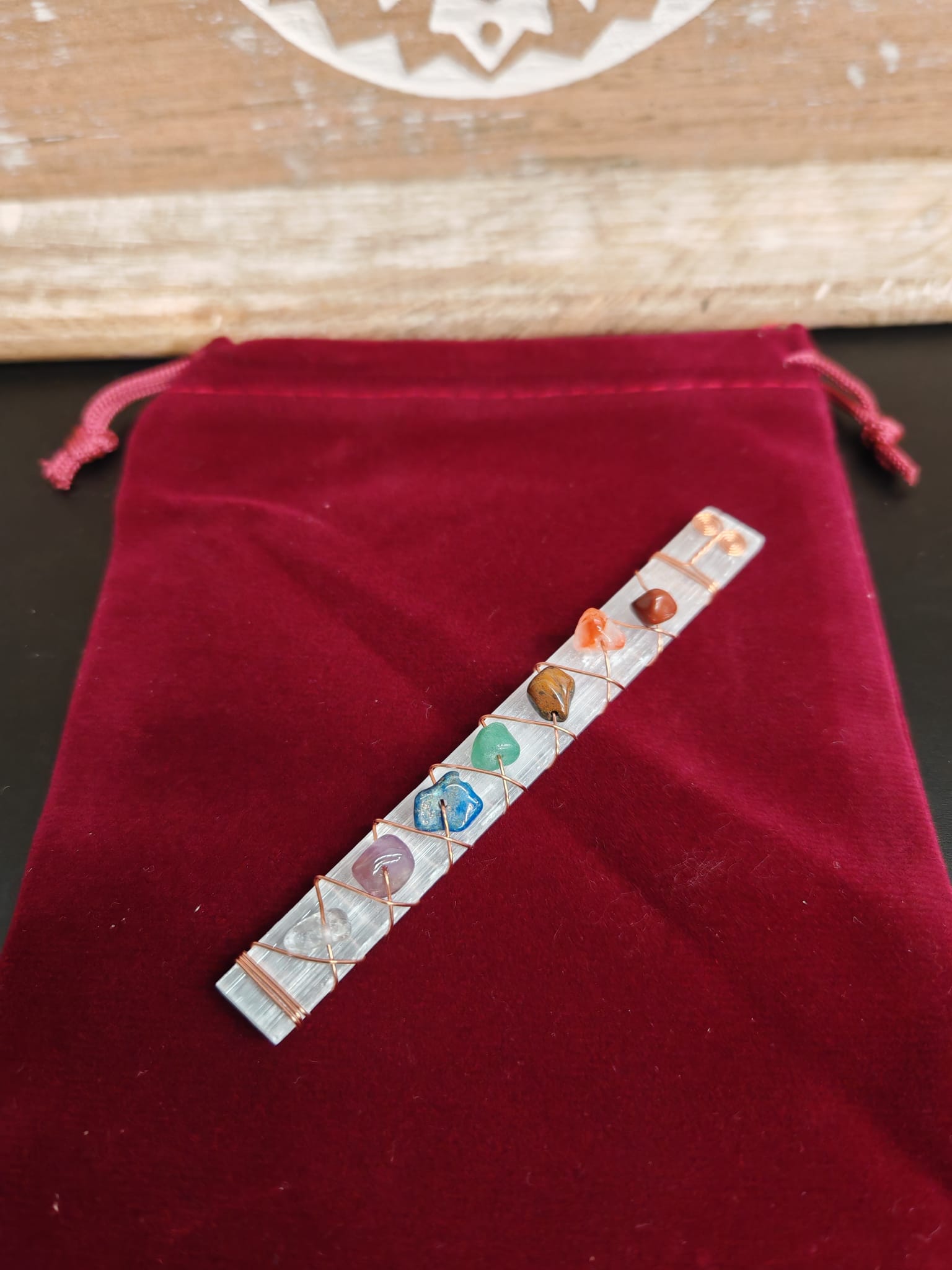 Barrita Selenita con Minerales 7 Chakras