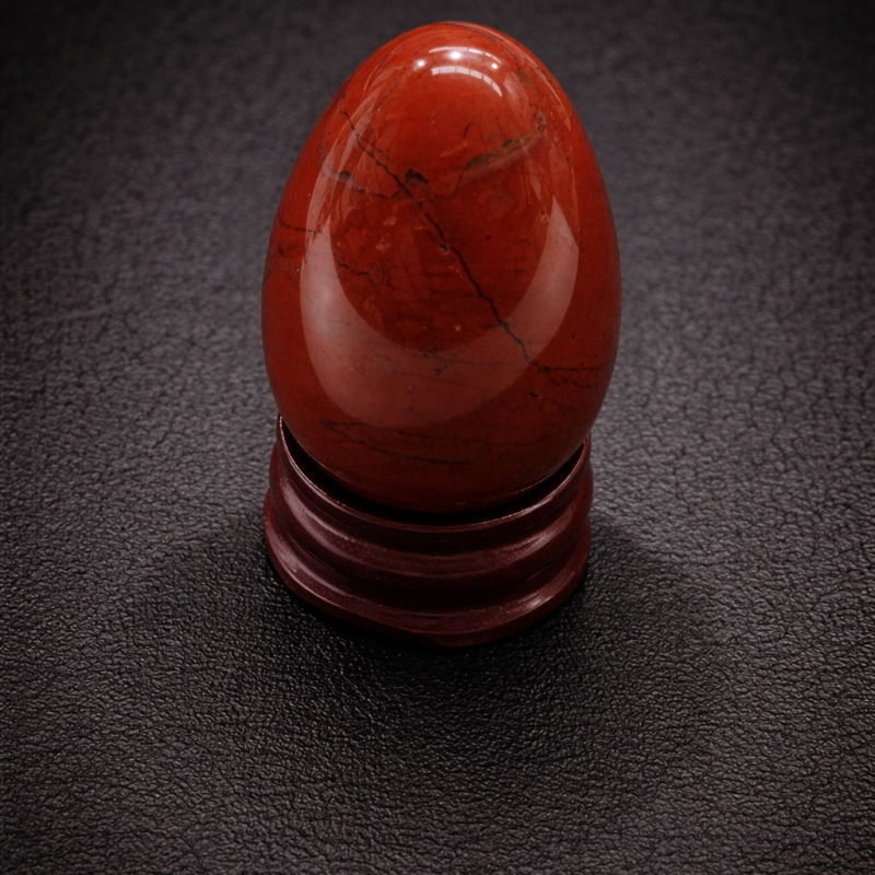 Huevo Pequeño Jaspe Rojo Sin Peana