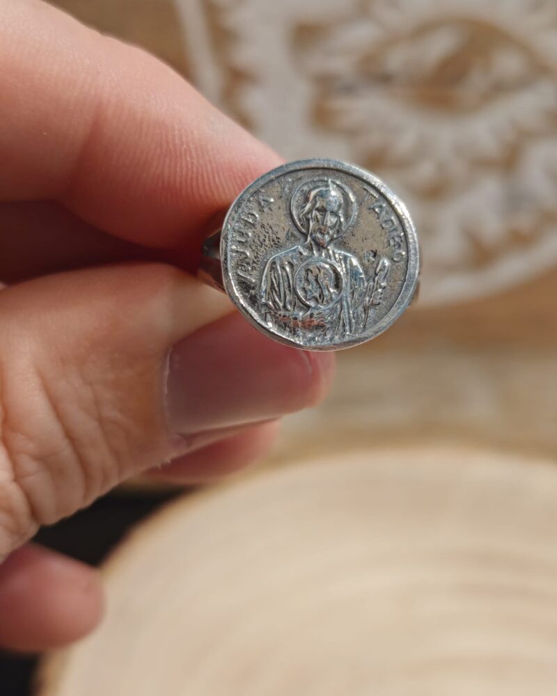 Anillo de Plata Ajustable San Judas Tadeo