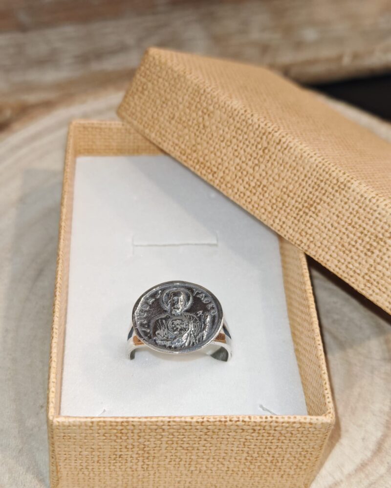 Anillo de Plata Ajustable San Judas Tadeo - Imagen 2