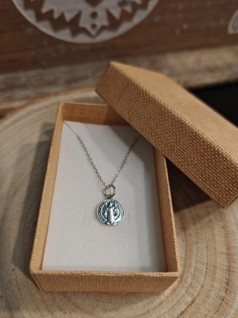 Colgante Plata Medalla San Benito Pequeña - Imagen 2