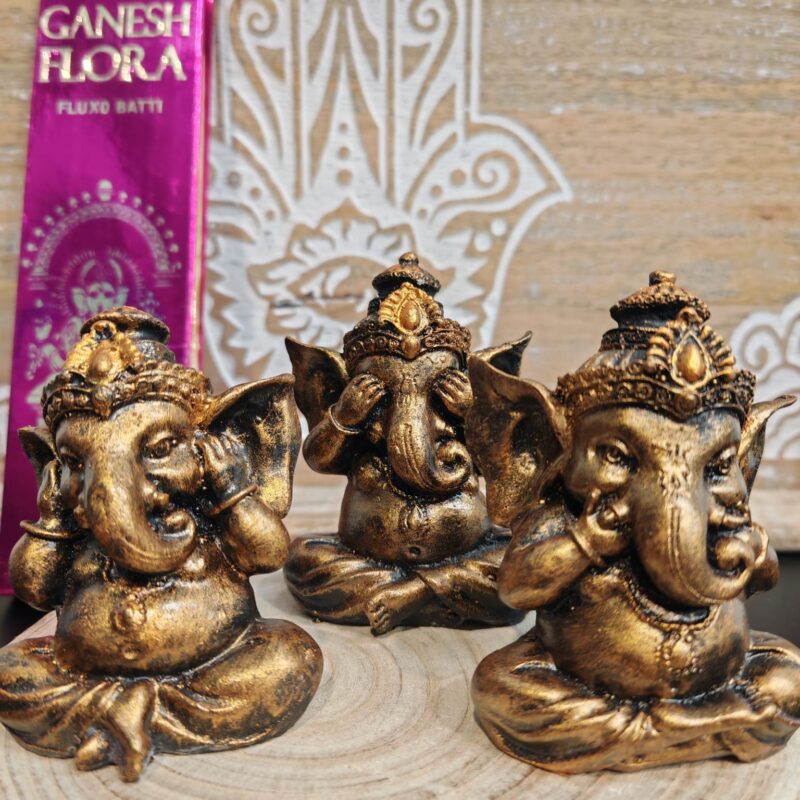 Trio Ganeshas No Ver, No Oir, y Callar Dorada