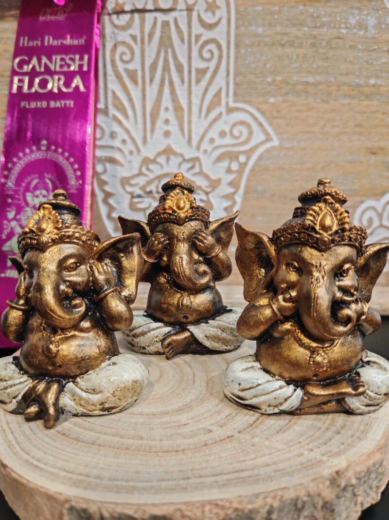 Trio Ganeshas No Ver, No Oir, y Callar Blanca