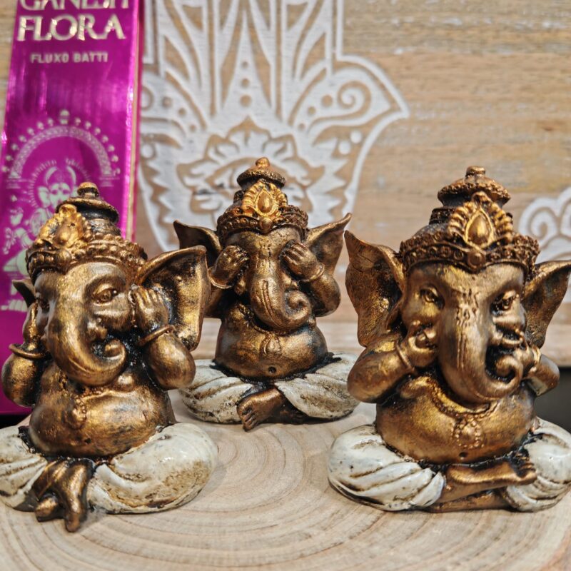 Trio Ganeshas No Ver, No Oir, y Callar Blanca
