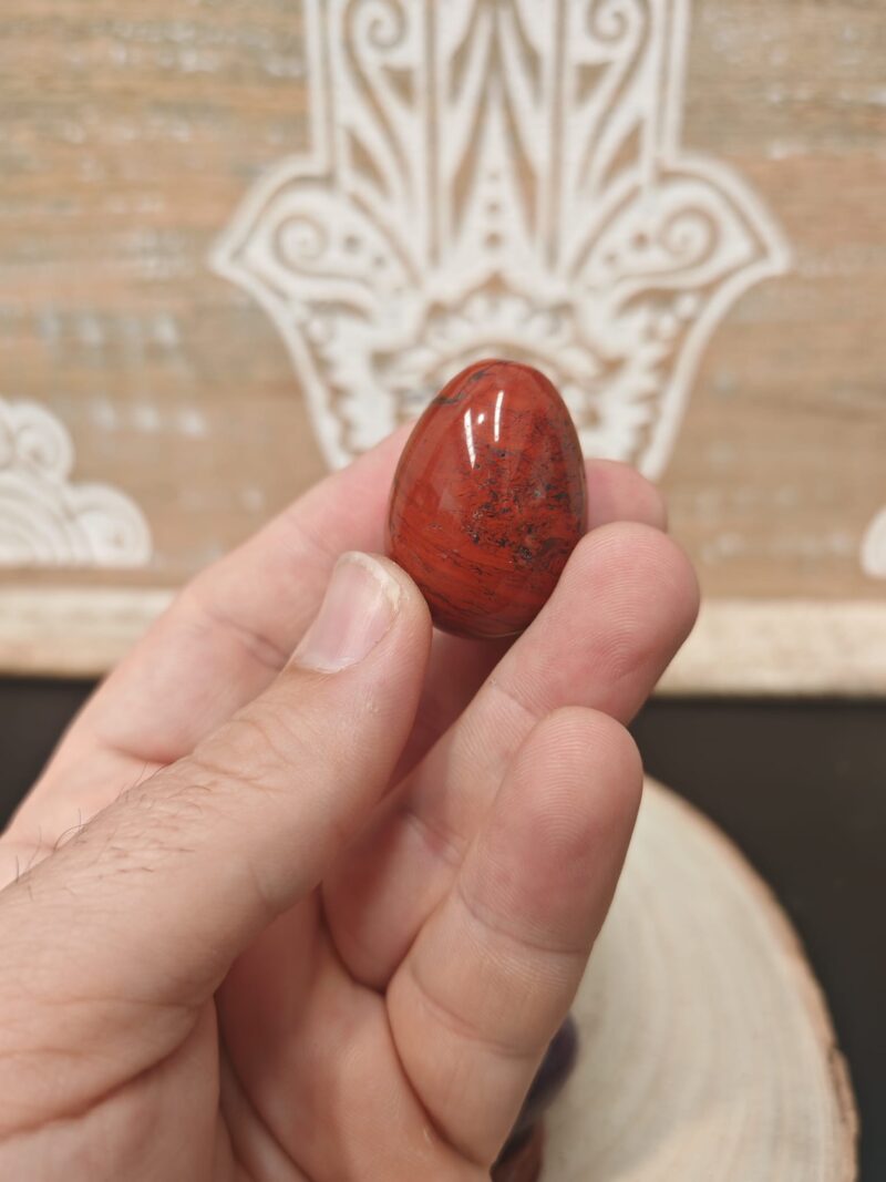 Huevo Pequeño Jaspe Rojo Sin Peana - Imagen 2