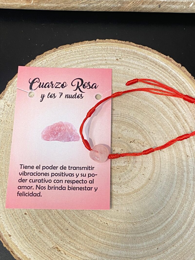 Pulsera 7 Nudos con Cuarzo Rosa
