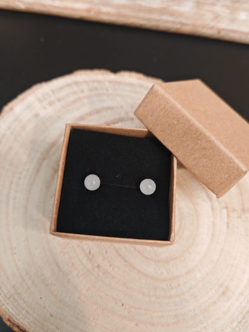 Pendientes Acero Inoxidable con Cuarzo Blanco