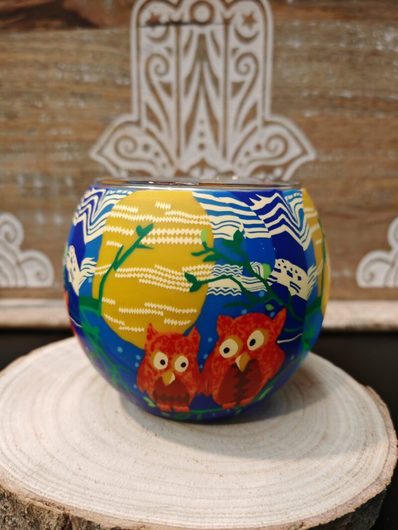 Porta Velas Cristal Búhos.