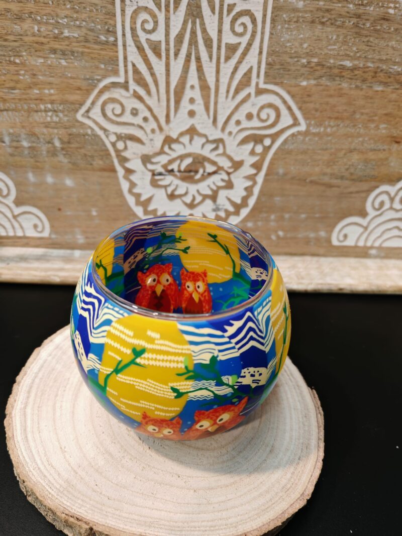 Porta Velas Cristal Búhos. - Imagen 2