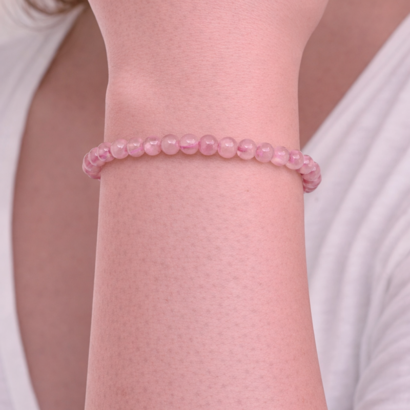 Pulsera Cuarzo Rosa 4 mm