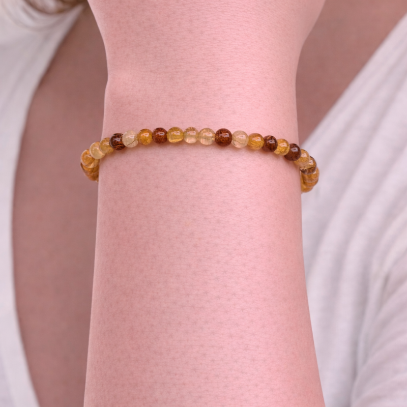 Pulsera Cuarzo Rutilado 4 mm