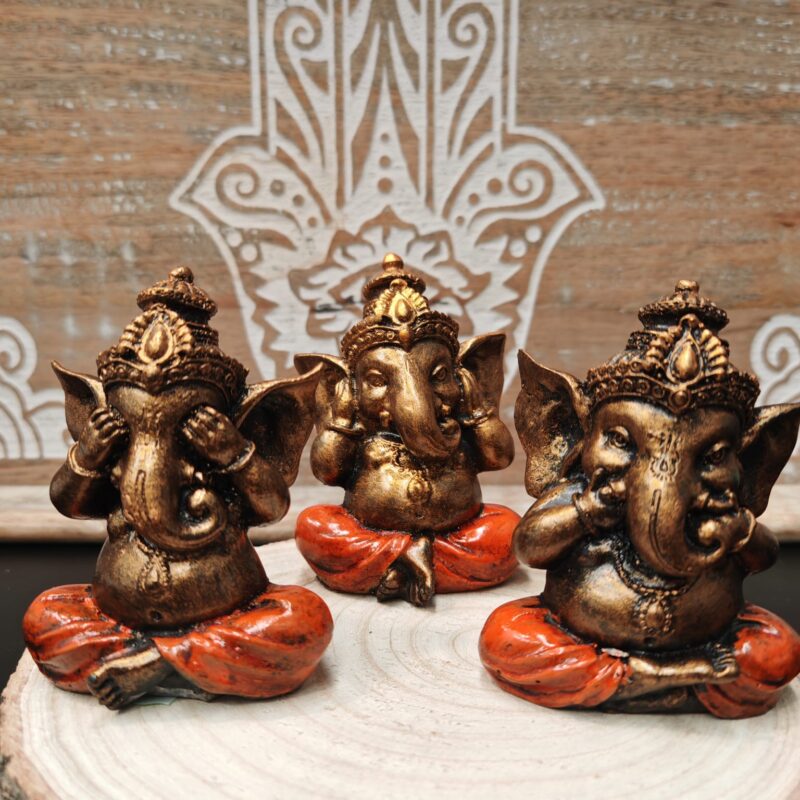 Trio Ganeshas No Ver, No Oir, y Callar Naranja