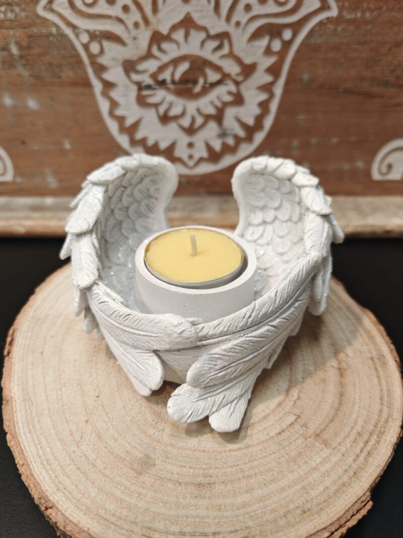 Porta Velas Alas Blanco