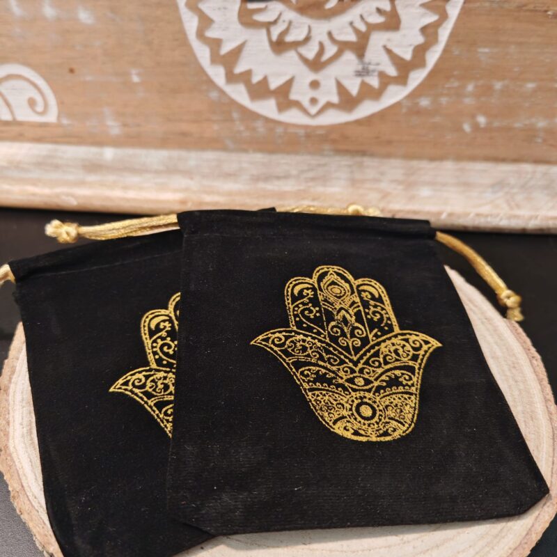 Bolsa de terciopelo símbolo Mano de Fátima