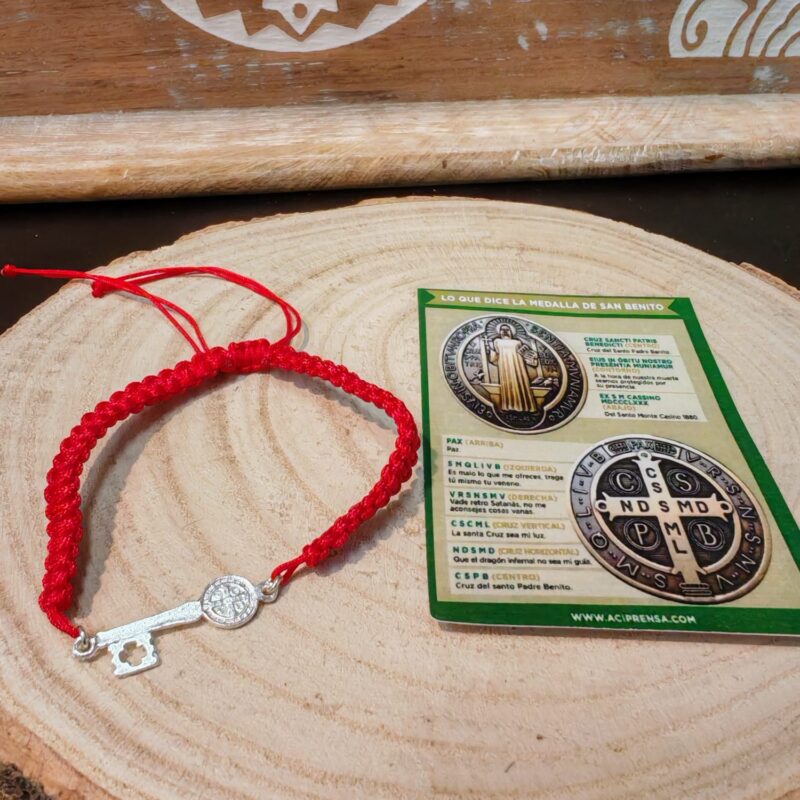 Pulsera Cuerda Roja Llave de San Benito (Plata)