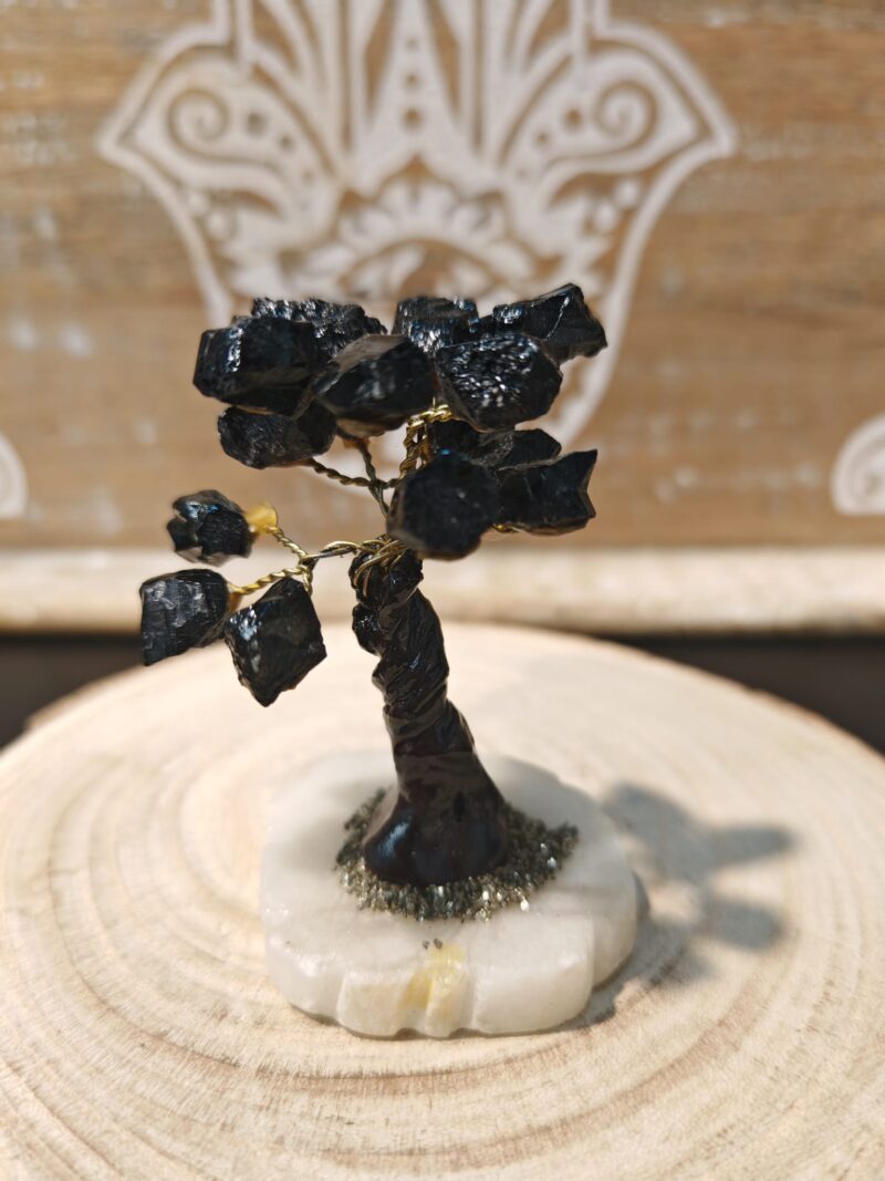 Arbolito Mineral Con Base de Pirita - Turmalina 8cm - Imagen 2