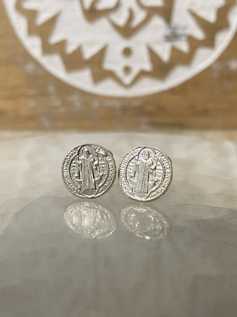 Pendientes Botón San Benito Plata