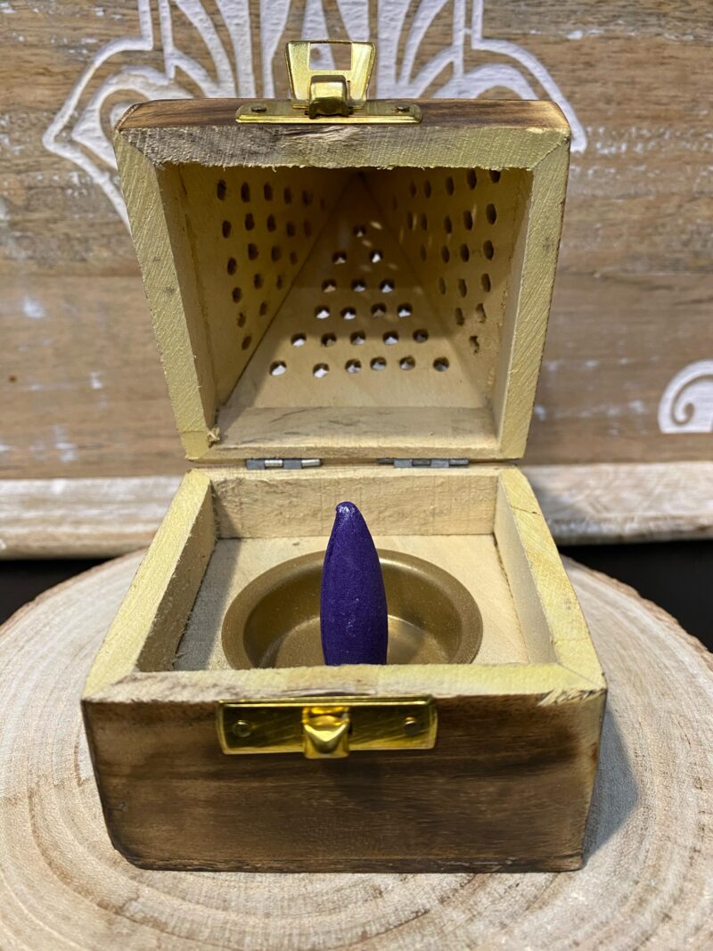 Porta Incienso Conos Pirámide Madera Barnizada - Imagen 2