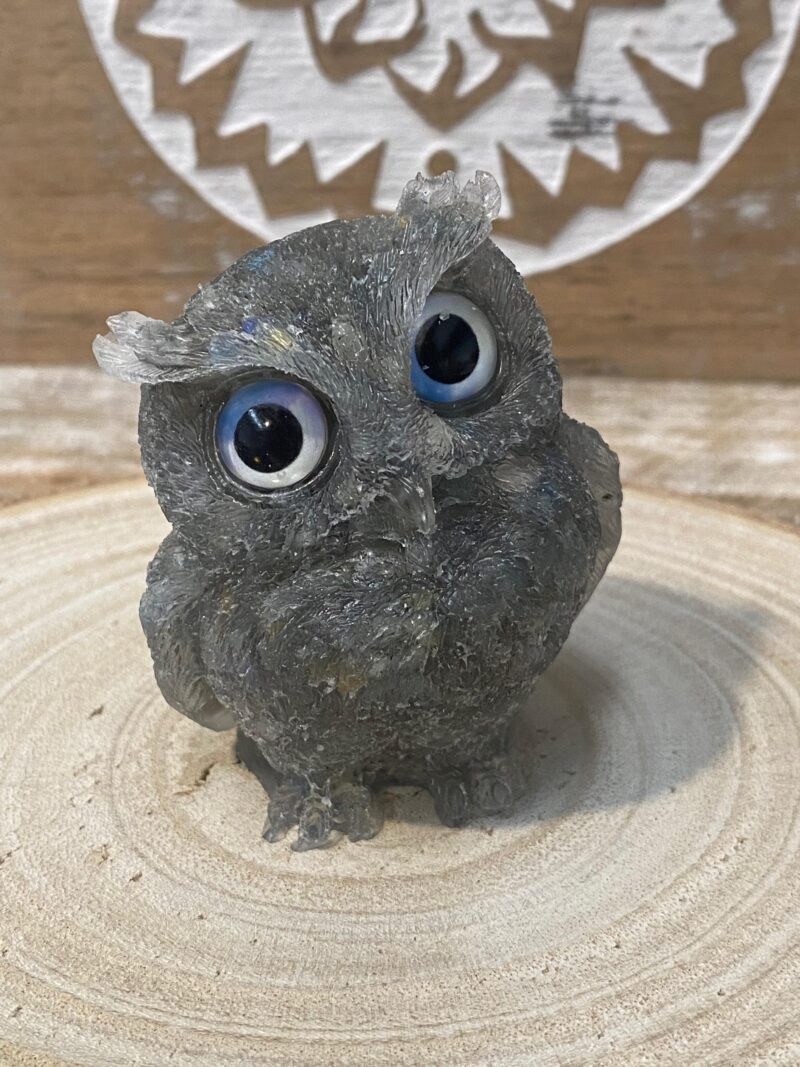 Búho de Orgonita Labradorita (6 cm) (Ojos Aleatorios)