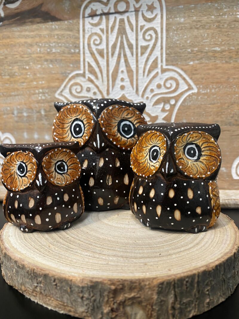 Trío de Búhos de Madera (Modelo 2)