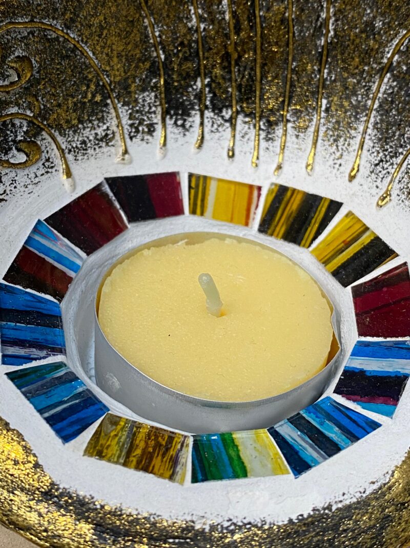 Porta Vela Dorado con Cristales - Imagen 2