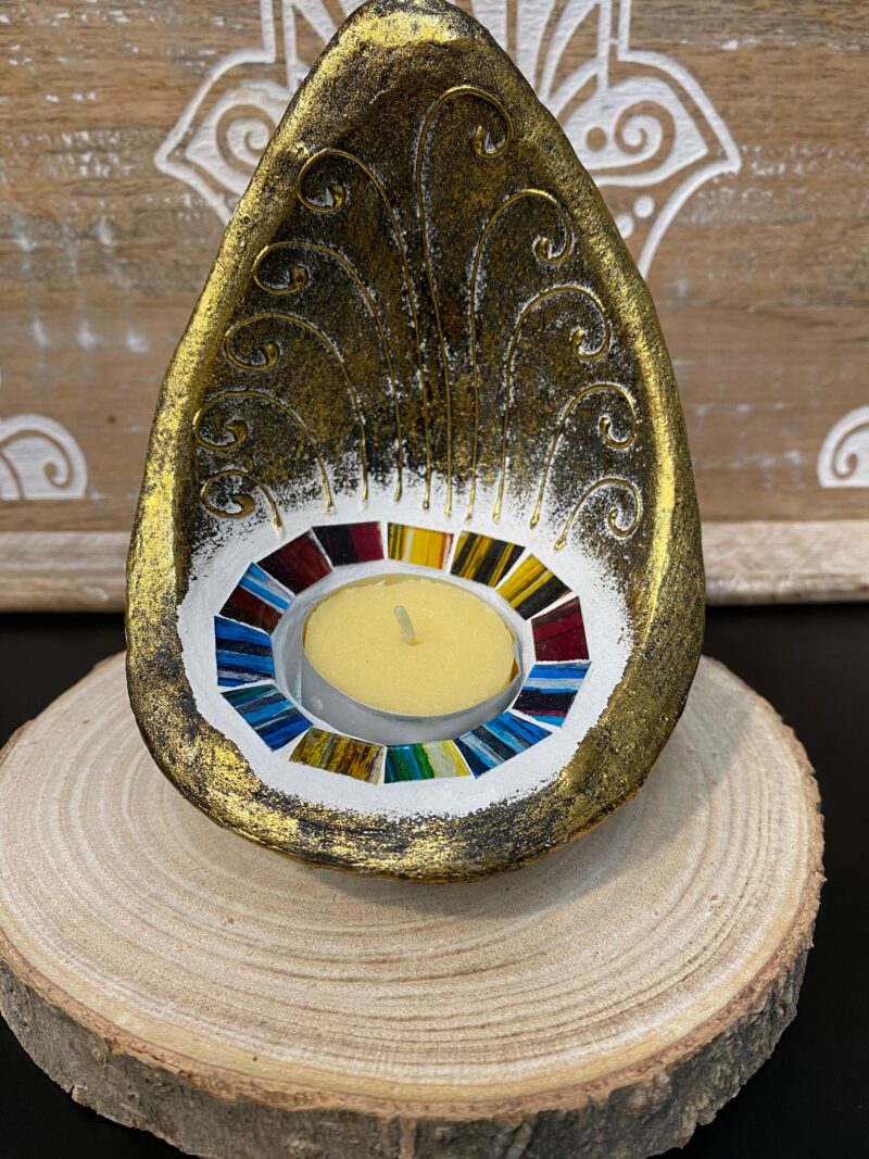 Porta Vela Dorado con Cristales - Imagen 3