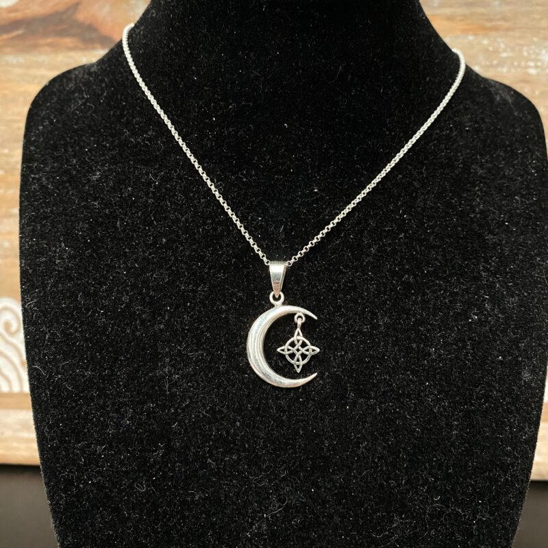 Colgante Luna y Nudo de Bruja - Plata de Ley
