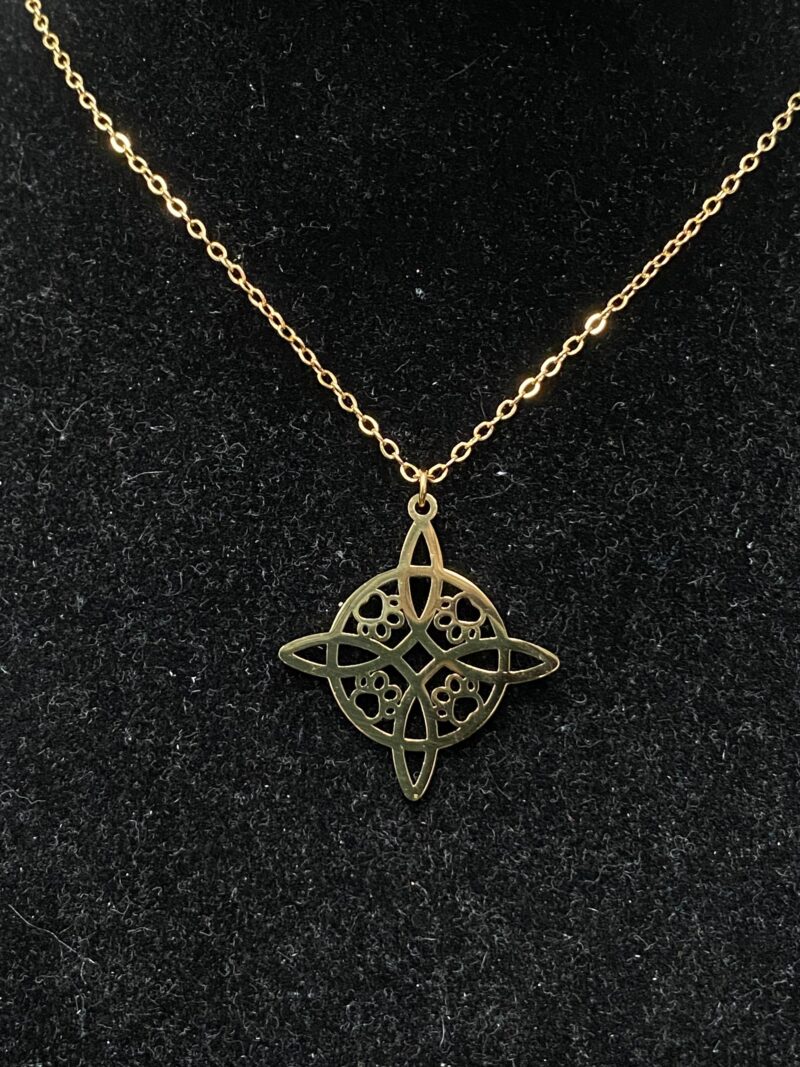 Colgante Nudo de Bruja Grande – Modelo 2 Acero Inoxidable Dorado