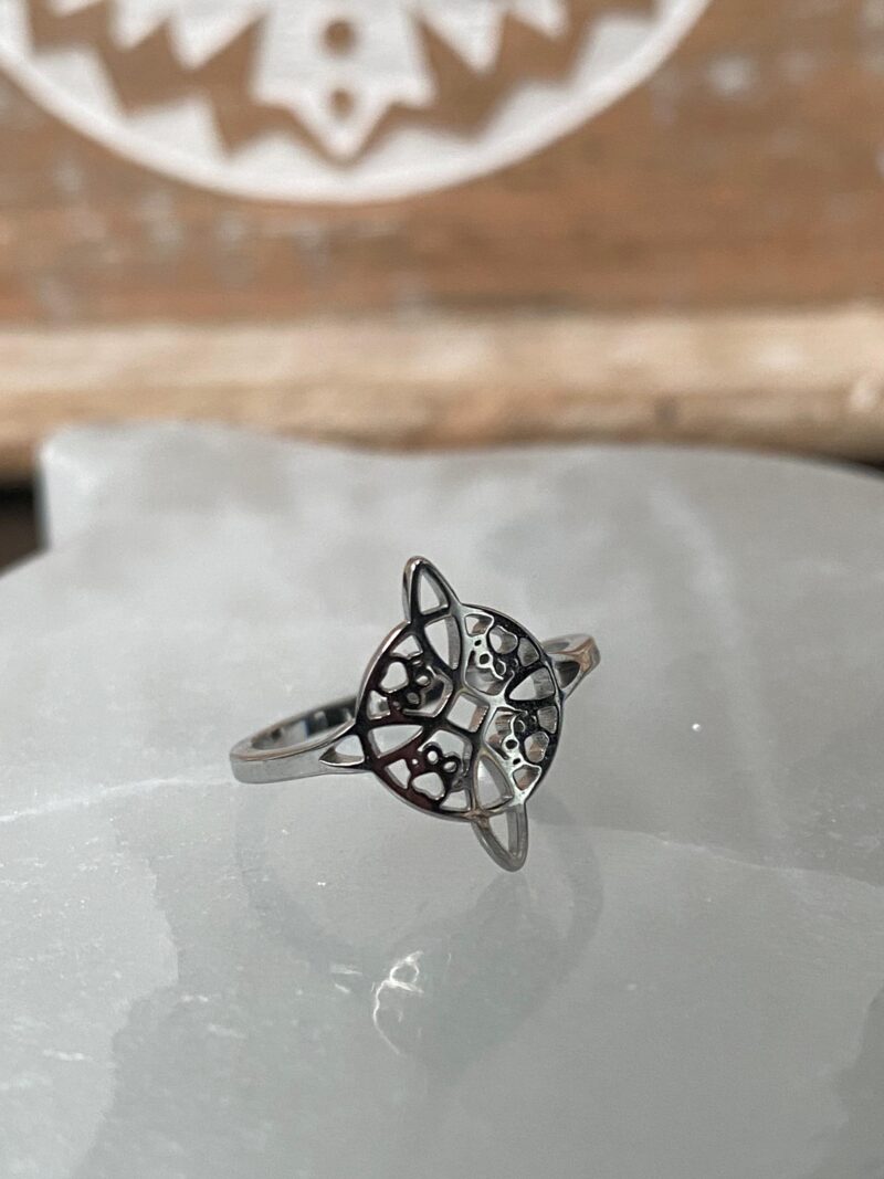 Anillo Ajustable Nudo de Bruja Acero Inoxidable Color Plata Modelo 3 - Imagen 2