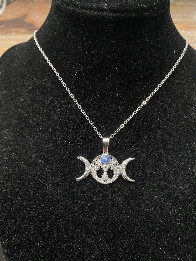 Colgante Triple Luna Sodalita Acero Inoxidable - Imagen 2