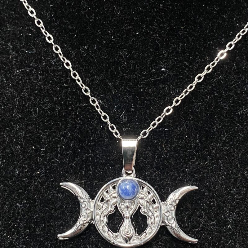 Colgante Triple Luna Sodalita Acero Inoxidable