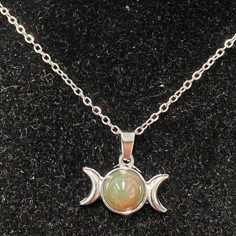 Colgante Triple Luna Ágata India Acero Inoxidable Mod 2