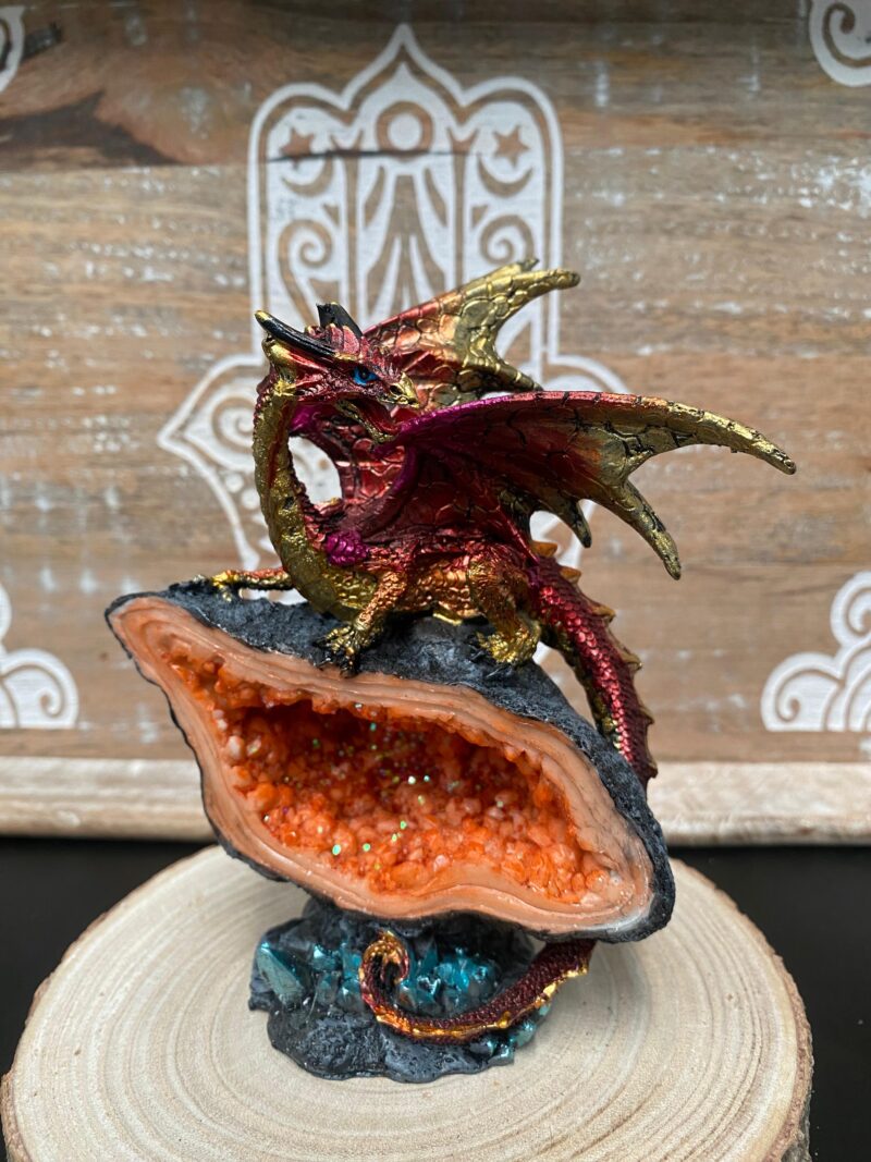 Figura Dragón con Drusa (Sintética) Naranja Mod 2
